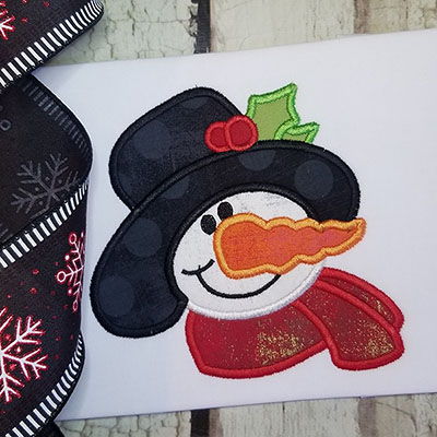 snowman machine applique design satin